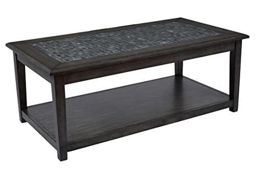 Jofran Grey Mosaic Cocktail Table, 48" W X 26" D X 19" H, Dark Finish, (Set of 1)