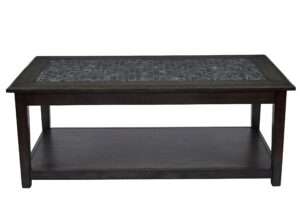 jofran grey mosaic cocktail table, 48" w x 26" d x 19" h, dark finish, (set of 1)