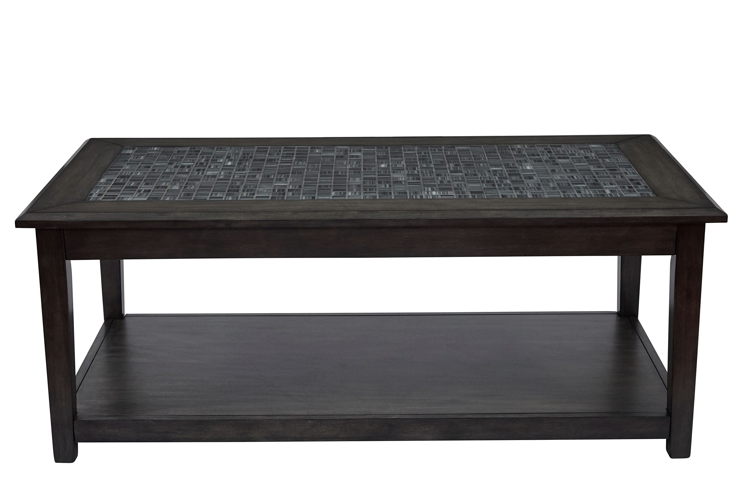 Jofran Grey Mosaic Cocktail Table, 48" W X 26" D X 19" H, Dark Finish, (Set of 1)