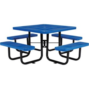 global industrial 46" perforated square picnic table, blue