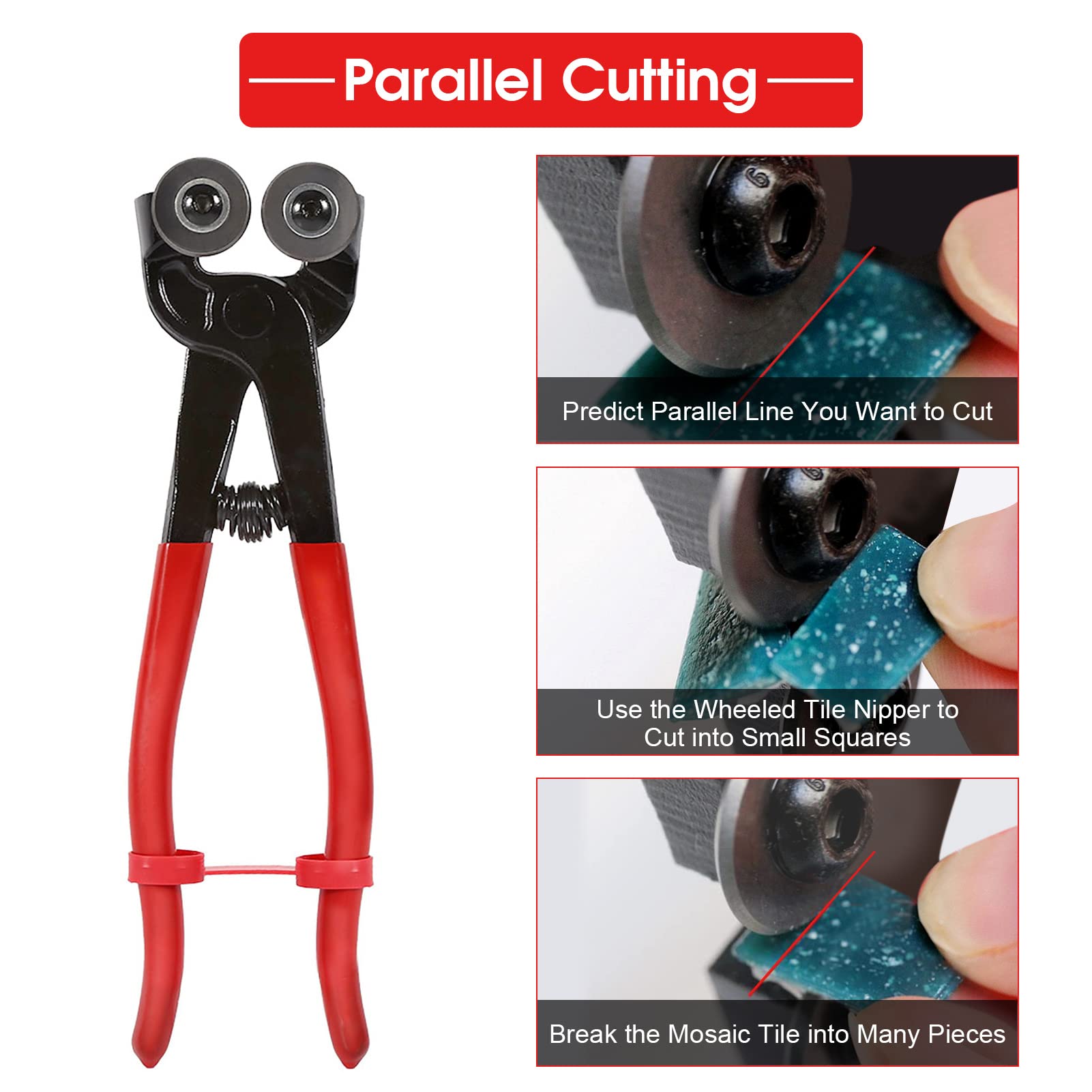 Mosaic Tools, 200mm Heavy Duty Glass Mosaic Cut Nippers Ceramic Tile Wheel Wheeled Cutter Pliers Tool for Glasss Tile Ceramic Cutting