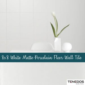 White 8x8 Subway Square Porcelain Floor Wall Tile Matte Finish (Box of 12.7 Sqft - 30 Pieces) for Backsplash Kitchen, Accent Decor, Bathroom Shower Tile by Tenedos