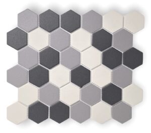 matte unglazed 2 inch mix grey blend honeycomb hex 2x2 gray porcelain mosaic floor wall tile backsplash for kitchen bathroom shower, accnt decor, fireplace, flooring (box of 10 sheets) (mid grey)