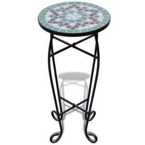 FAMIROSA Mosaic Side Table Plant Table Green White