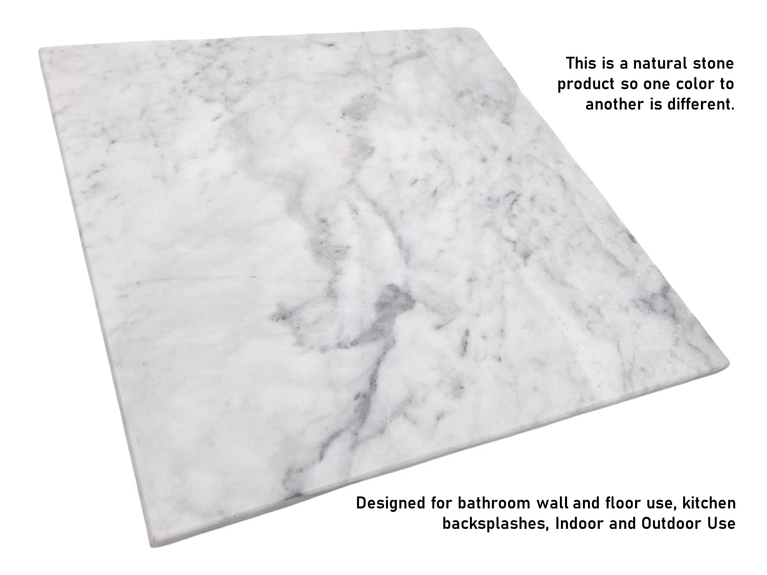 Bianco Carrara (White Carrera) Polished Marble 12 x 12 Floor and Wall Tile