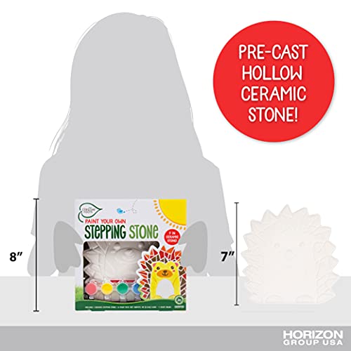 Creative Roots Mosaic Hedgehog Stepping Stone, Includes 7-Inch Ceramic Stone & 6 Vibrant Paints, DIY Garden Stepping Stone Kit for Kids Ages 6+