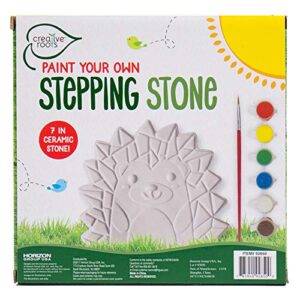 Creative Roots Mosaic Hedgehog Stepping Stone, Includes 7-Inch Ceramic Stone & 6 Vibrant Paints, DIY Garden Stepping Stone Kit for Kids Ages 6+