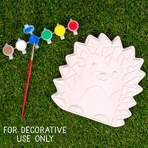 Creative Roots Mosaic Hedgehog Stepping Stone, Includes 7-Inch Ceramic Stone & 6 Vibrant Paints, DIY Garden Stepping Stone Kit for Kids Ages 6+
