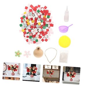 IMIKEYA 3 Sets Mosaic Vase Shell Vase Flower Vase Mosaic Stones Vases for Flowers Home & Kitchen Water Vase Handmade Floral Vase Glass Craft Tile Alcohol Glue Child Supplies Dried Flowers