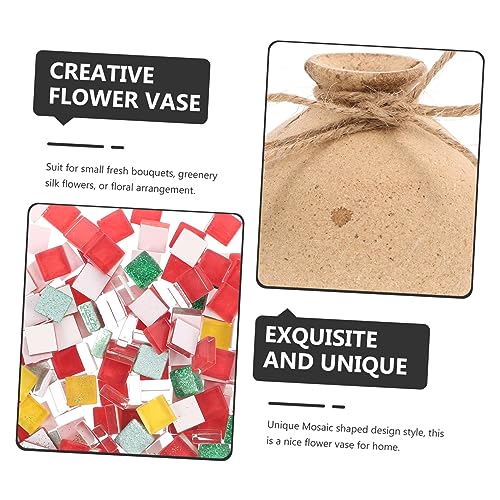 IMIKEYA 3 Sets Mosaic Vase Shell Vase Flower Vase Mosaic Stones Vases for Flowers Home & Kitchen Water Vase Handmade Floral Vase Glass Craft Tile Alcohol Glue Child Supplies Dried Flowers