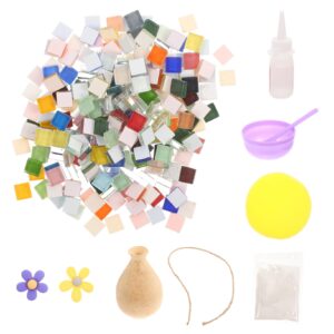 wofashpuret 1set mosaic vase arts and crafts for kids crystal mosaic craft kit diy flower vase diy craft kits home table centerpiece mosaic flower vase table flowers parent-child caulk simple