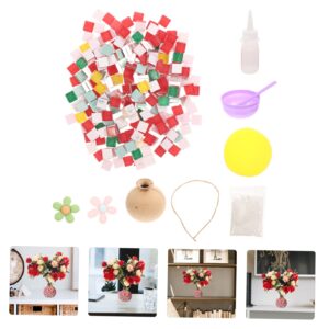 IMIKEYA 2 Sets Mosaic Vase Handmade Glass Vase Shell Vase Glass Craft Tile Flower Vases Decorative Mosaic DIY Handmade Vase DIY Floral Vase Cream Vase Child Vintage Alcohol Glue Ceramics