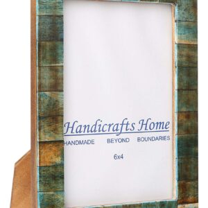 Handicrafts Home 4x6 Verdigris Picture Frame - Handmade Photo Frame with Plexiglass - Wall Hanging or Tabletop Display, Elegant Decor Gift