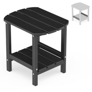 Mdeam Adirondack Outdoor Side Table,Double 18" HDPE Patio End table Weather Resistant &Easy Assembly for Indoor,Porch,Pool(Black)
