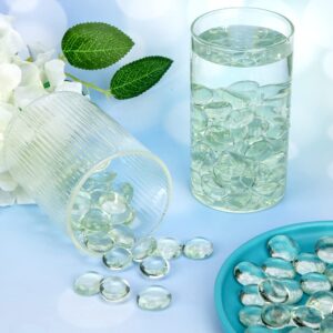 FUTUREPLUS 5 Lb Clear Flat Glass Marbles, 500PCS Clear Flat Gems Transparent Aquarium Pebbles Vase Filler Beads Table Scatters