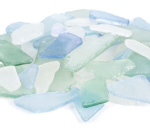 sea glass | 11oz light blue olive & white tumbled sea glass decor | bulk seaglass pieces for beach wedding decor & crafts | plus free nautical ebook by joseph rains