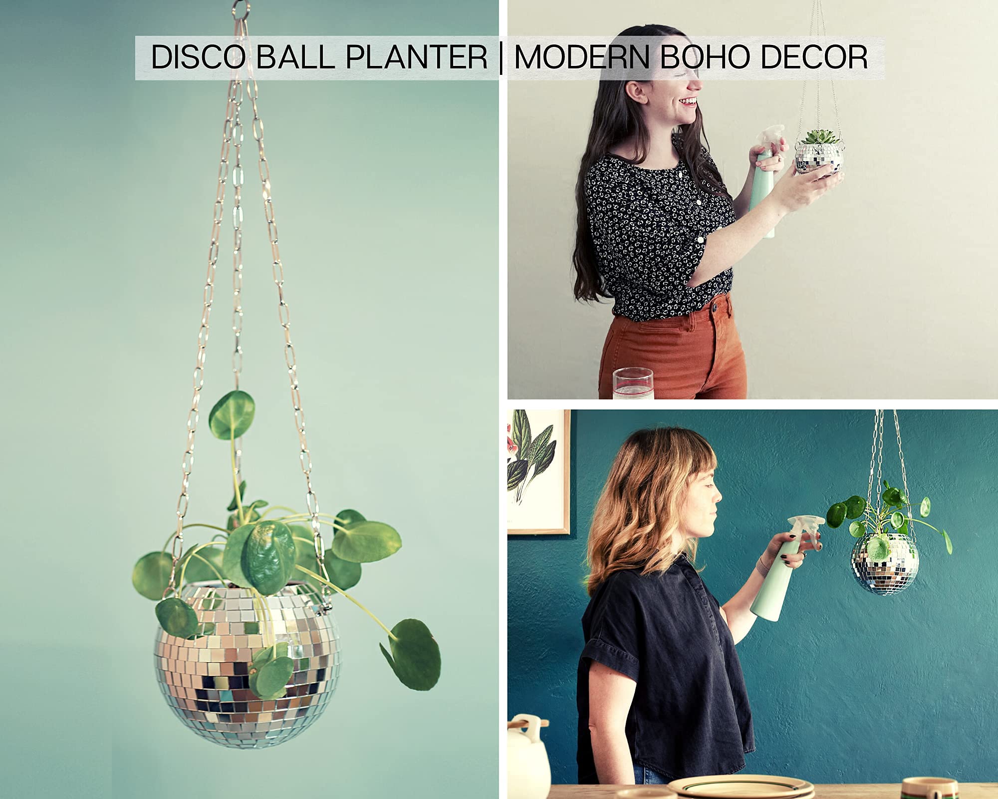 DADO 4" Disco Ball Planter - Unique Boho Decor for Indoor Plants