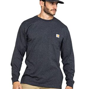 Carhartt Men's Loose Fit Heavyweight Long-Sleeve Pocket T-Shirt, Carbon Heather, REG-M