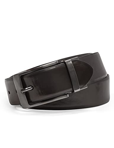 Steve Madden Men's Dress Casual Every Day Leather Belt, Black/Brown (Burnished), 38