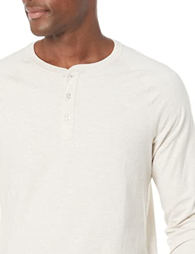 Amazon Essentials Men's Slim-Fit Long-Sleeve Henley Shirt, Oatmeal Heather, Medium