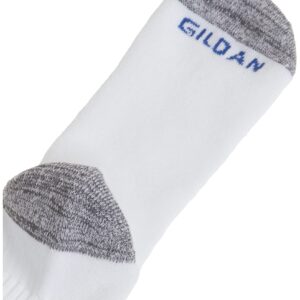 Gildan Men's Polyester Half Cushion Crew Socks, 12-Pairs, White, Shoe Size: 6-12