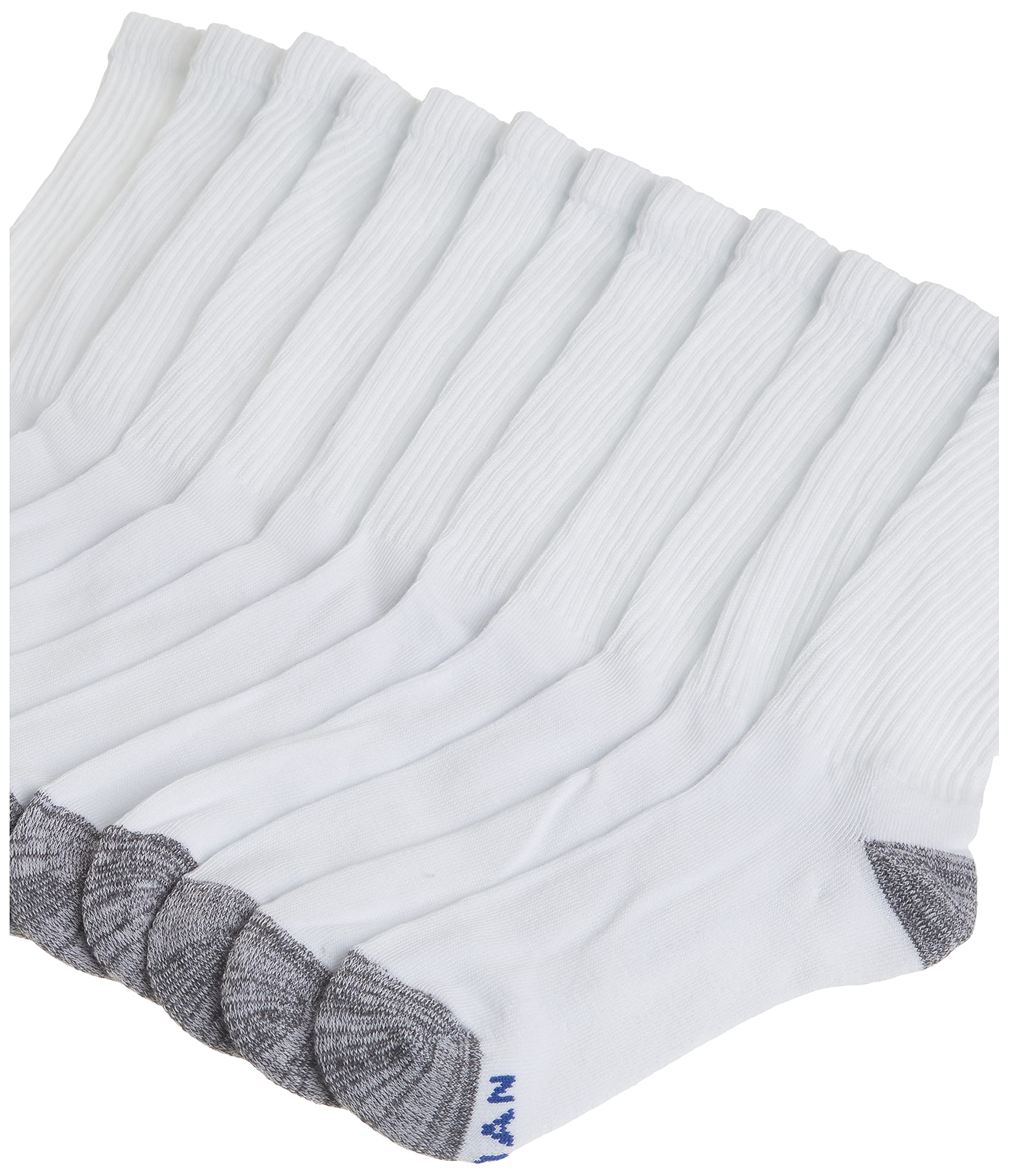 Gildan Men's Polyester Half Cushion Crew Socks, 12-Pairs, White, Shoe Size: 6-12