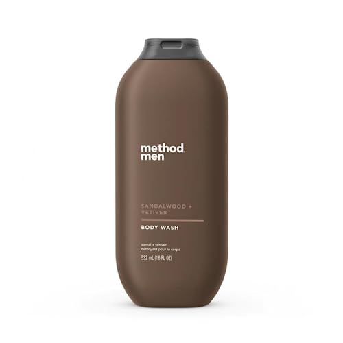 Method Men Body Wash, Sandalwood + Vetiver, Paraben and Phthalate Free, 18 fl oz (Pack of 1)