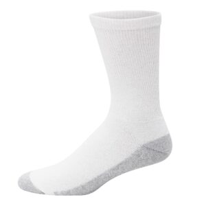 Hanes mens Double Tough Crew Socks, 12-Pair Pack fashion liner socks, White/ Grey Foot Bottom, 12-14 US