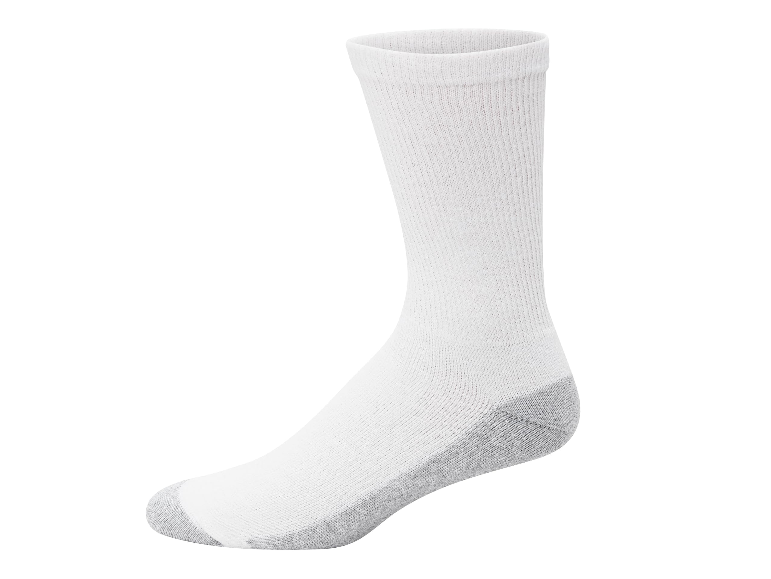 Hanes mens Double Tough Crew Socks, 12-Pair Pack fashion liner socks, White/ Grey Foot Bottom, 12-14 US