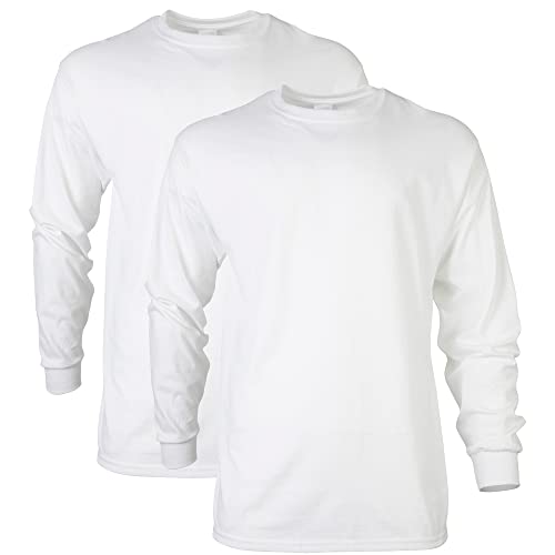 Gildan Men's Ultra Cotton Long Sleeve T-Shirt, Style G2400, Multipack, White (2-Pack), X-Large