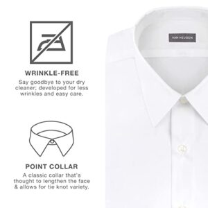 Van Heusen Men's Dress Shirt Regular Fit Poplin Solid, White, 17" Neck 34"-35" Sleeve
