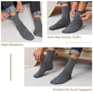 EXCELLENT THERMAL Wool Socks Mens, Winter Thermal Socks for Men, Soft Crew Hiking Socks Warm Mens Socks fit US 7-13(5 Pairs)