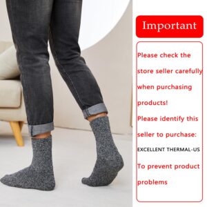 EXCELLENT THERMAL Wool Socks Mens, Winter Thermal Socks for Men, Soft Crew Hiking Socks Warm Mens Socks fit US 7-13(5 Pairs)