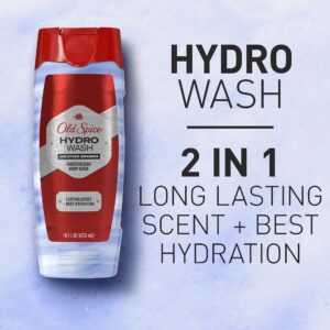 Old Spice Hydro Body Wash for Men, 2 in 1 Lasting Scent + Hydration, Hardest Working Collection, Smoother Swagger Scent, 16 Ounce (Pack of 4)