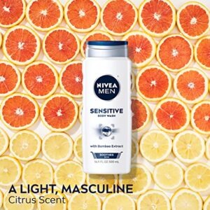 Nivea Men Sensitive Body Wash with Bamboo Extract, 3 Pack of 16.9 Fl Oz Bottles