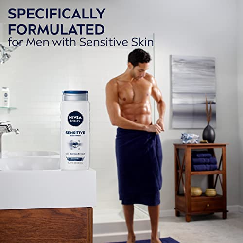 Nivea Men Sensitive Body Wash with Bamboo Extract, 3 Pack of 16.9 Fl Oz Bottles