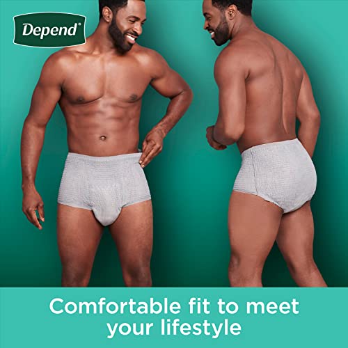 Depend Fresh Protection Adult Incontinence Underwear for Men, Disposable, Maximum, Small/Medium, Grey, 80 Count (2 Packs of 40), Packaging May Vary