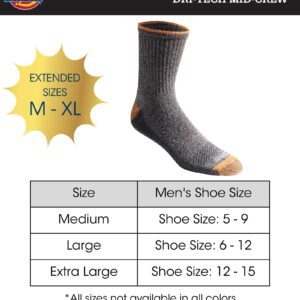 Dickies Men's Dri-tech Moisture Control 6-Pack Comfort Length Crew Socks