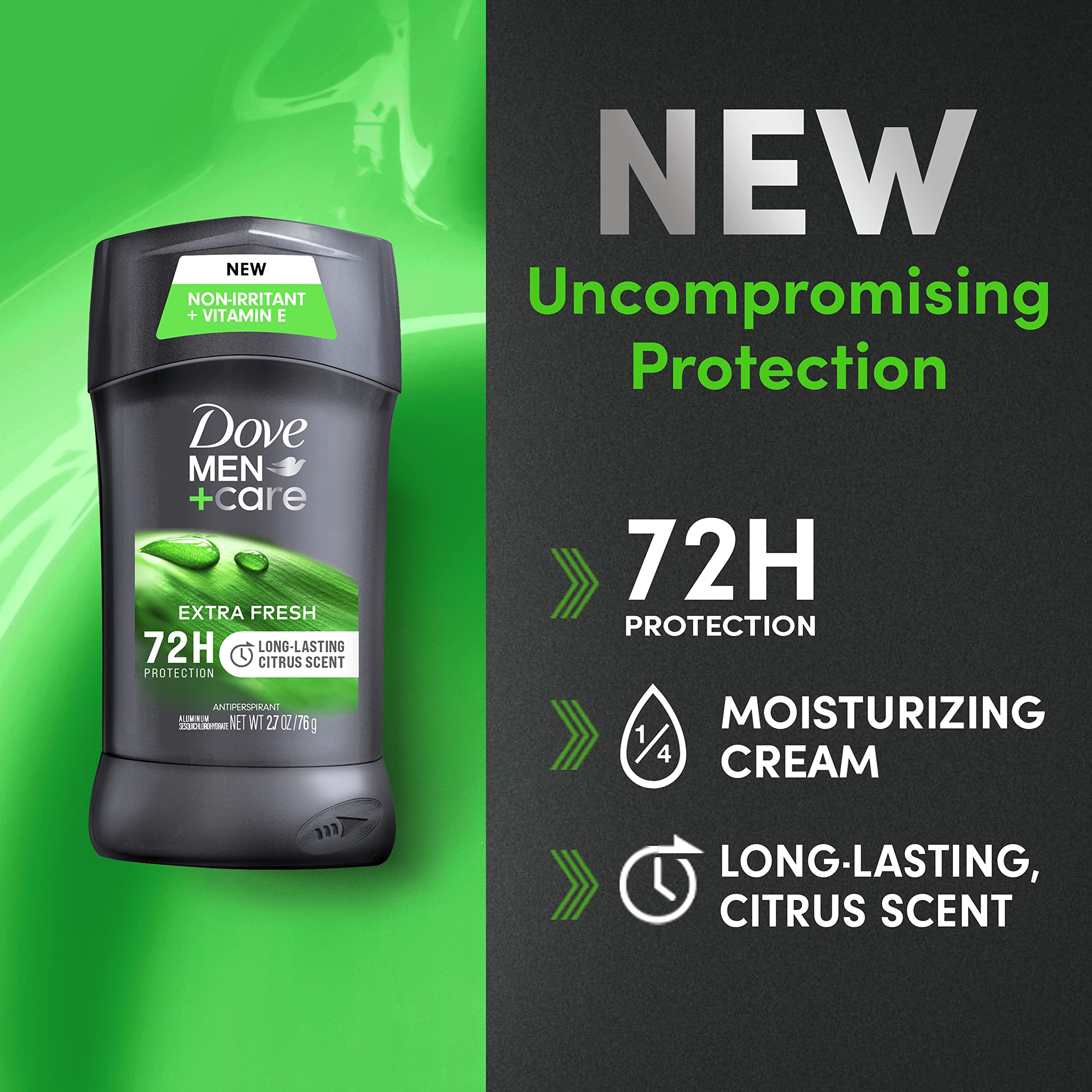 Dove Men + Care Antiperspirant Deodorant, 72hr Sweat & Odor Protection, Vitamin E, Triple Moisturizer, 4 Pack