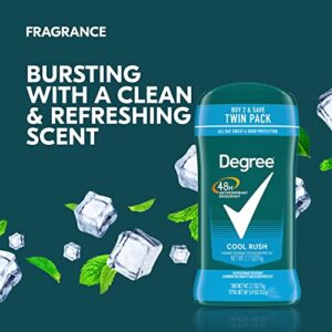Degree Men Original Antiperspirant Deodorant Cool Rush Twin Pack 48-Hour Sweat & Odor Protection Antiperspirant For Men 2.7 oz