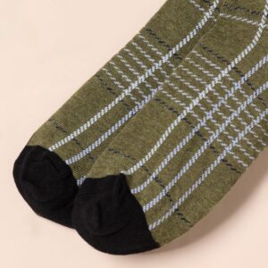 Amazon Essentials Men's Patterned Dress Socks, 5 Pairs, Black/Brown/Dark Grey/Green/Grey, 13-15