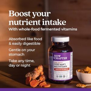 New Chapter Men's Multivitamin for Immune, Stress, Heart + Energy Support with Fermented Nutrients - Every Man's One Daily, Made with Organic Vegetables & Herbs, Non-GMO, Gluten Free - 72 ct