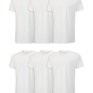 Fruit of the Loom Men's Stay Tucked Crew T-Shirt - Small - White (Pack of 6)