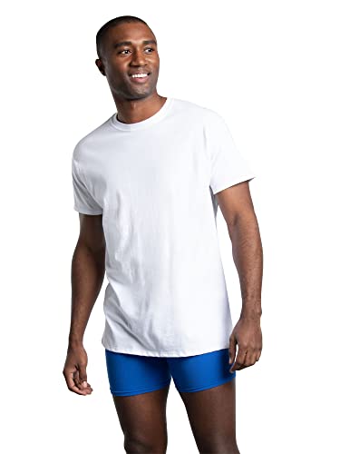 Fruit of the Loom Men's Stay Tucked Crew T-Shirt - Small - White (Pack of 6)