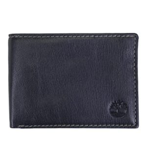 Timberland Men's Leather Passcase Security RFID Wallet, Navy Blue, One Size