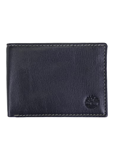 Timberland Men's Leather Passcase Security RFID Wallet, Navy Blue, One Size