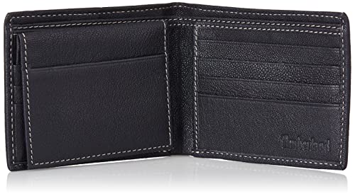 Timberland Men's Leather Passcase Security RFID Wallet, Navy Blue, One Size