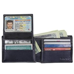 Timberland Men's Leather Passcase Security RFID Wallet, Navy Blue, One Size