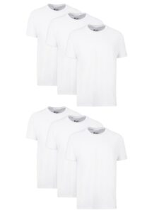 hanes men's cotton undershirts - moisture-wicking crew neck tees, 6 pack - white, regular fit
