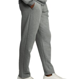 Fruit of the Loom Men's Eversoft Fleece Open Bottom Sweatpants with Pockets, Relaxed Fit, Moisture Wicking, Breathable, Grey Heather, X-Large